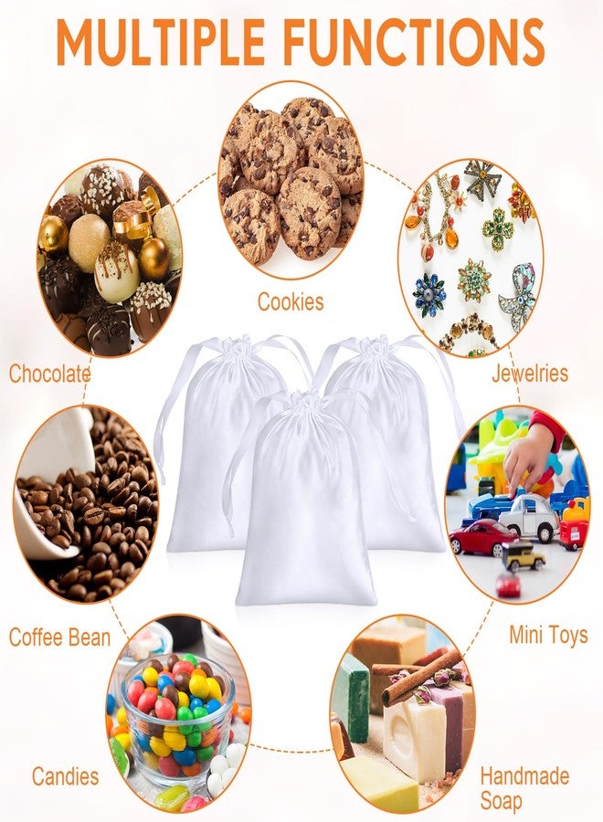 Cosblank 24 Pcs Sublimation Drawstring Bags Blanks 5" x 7" Sublimation Gift Bags Satin Reusable Jewelry Pouches for Goodies Wedding Favors for Baby Shower Birthday DIY(White) - Image 4